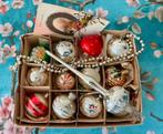 Set kerstballen varié, antieke kaart, piek, glasketting, Diversen, Kerst, Ophalen of Verzenden