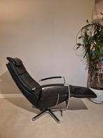 Topform zwart leren relaxfauteuil draaistoel, Huis en Inrichting, Ophalen, Zo goed als nieuw, 50 tot 75 cm, Leer