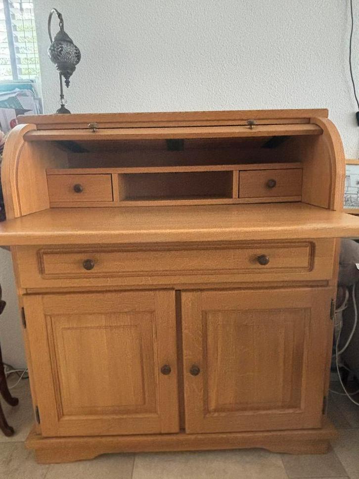 Prachtige eikenhouten rolluik secretaire - zeer goede staat, Huis en Inrichting, Kasten | Secretaires, Gebruikt, Ophalen