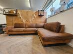 Hoekbank - Microvezel - cognac, Huis en Inrichting, 125 cm of meer, 125 cm of meer, Zo goed als nieuw, Info@homefriesland.nl
