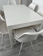 EKEDALEN Uitschuifbare tafel, wit, Huis en Inrichting, Ophalen, Gebruikt, 150 tot 200 cm, Eikenhout