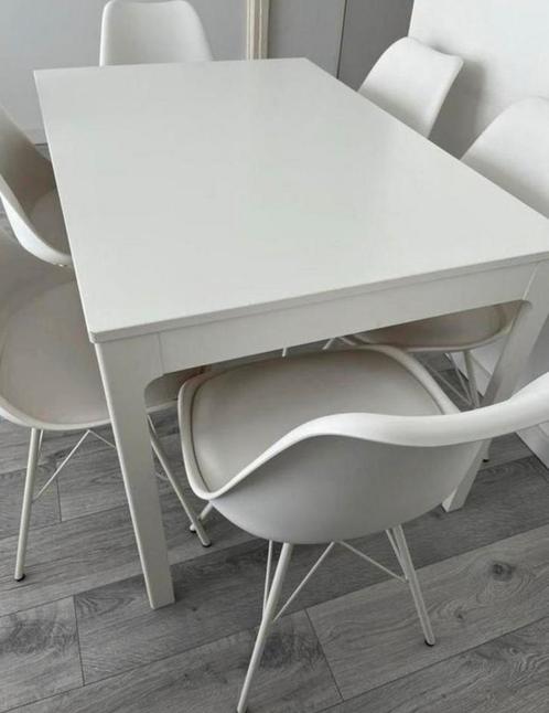 EKEDALEN Uitschuifbare tafel, wit, Huis en Inrichting, Tafels | Eettafels, Gebruikt, 150 tot 200 cm, 150 tot 200 cm, Vijf personen of meer