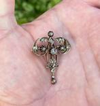 Art Nouveau antieke 14k gouden broche 15 diamanten dames