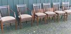 6 eiken bannink eetkamer stoelen, Huis en Inrichting, Stoelen, Ophalen, Zo goed als nieuw, Bruin, Stof
