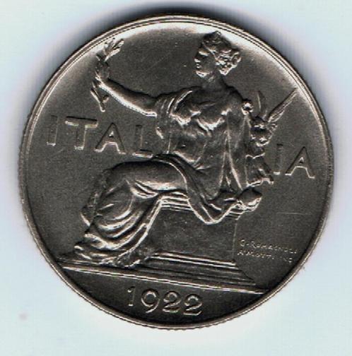 22-1076 Italie 1 lira 1922, Postzegels en Munten, Munten | Europa | Niet-Euromunten, Losse munt, Italië, Verzenden