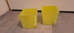 Set van twee sierpotten van glas in kubusvorm., Tuin en Terras, Bloempotten, Overige materialen, Vierkant, Nieuw, Ophalen of Verzenden