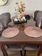 Queen Ann eettafel mahonie  incl. Glasplaat, Huis en Inrichting, Complete eetkamers, Ophalen of Verzenden, Zo goed als nieuw