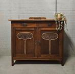 Antieke brocante eiken Art Deco commode vintage dressoir, Antiek en Kunst, Ophalen of Verzenden