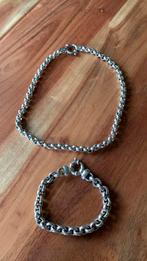 Zilveren schakel ketting en armband., Ophalen of Verzenden, Zo goed als nieuw, Zilver