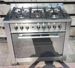 RVS Fornuis - 90 cm breed - 5 pits, Witgoed en Apparatuur, Fornuizen, Ophalen, Gebruikt, 60 cm of meer, Gas