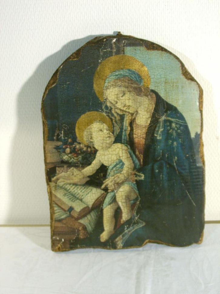 Icoon op houten paneel., Antiek en Kunst, Antiek | Religie, Ophalen of Verzenden