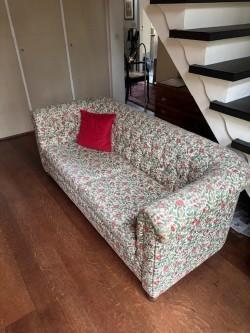 chesterfield 2,5 zits en fauteuil Liberty meubelstof, Huis en Inrichting, Banken | Bankstellen, Gebruikt, Rechte bank, Tweepersoons
