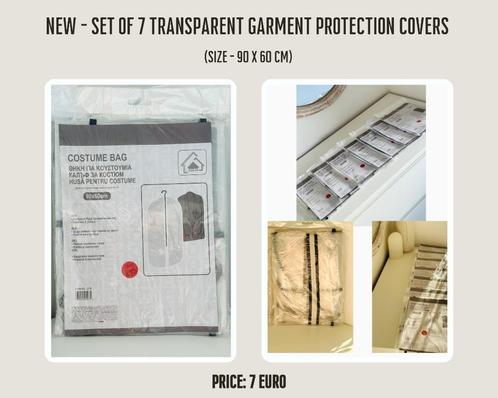 NEW - Set of 7 Transparent Garment Protection Covers (90x60, Kleding | Dames, Kledinghangers, Nieuw, Ophalen of Verzenden