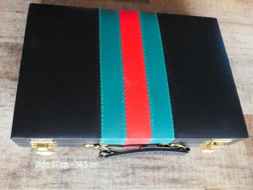 Backgammon luxe zwarte Koffer., Hobby en Vrije tijd, Gezelschapsspellen | Bordspellen, Zo goed als nieuw, Een of twee spelers