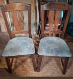 4 donker eiken stoelen, Huis en Inrichting, Stoelen, Ophalen, Bruin, Stof