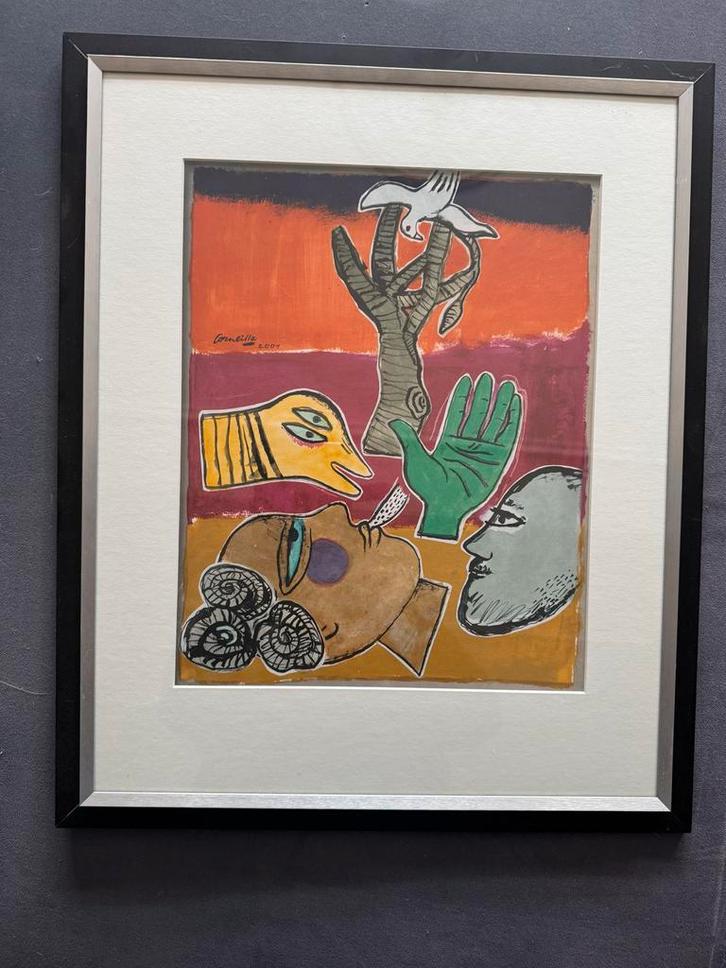 Vintage After Corneille Compositie - Cobra Stijl Kunstwerk, Verzamelen, Posters, Zo goed als nieuw, Overige onderwerpen, A1 t/m A3