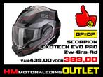 Motorhelm Scorpion EXO-TECH Evo Pro Commuta - Zw-Grijs-Rood, Info@huybersmotoren.nl, Systeemhelm, HM - Sale, NL