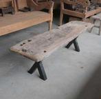 Landelijke salontafel DK4 geleefde tafel teak oud hout blad, Ophalen of Verzenden