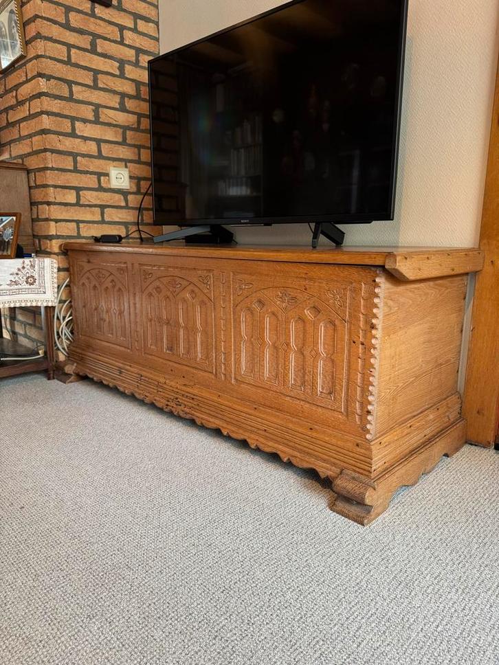 Antieke Houten Dekenkist - Handgemaakt - TV Meubel, Antiek en Kunst, Antiek | Meubels | Kasten, Ophalen