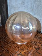 Glazen Okergele Tincraquele Lampenkap Glasfabriek Leerdam., Gebruikt, Minder dan 30 watt, Overige typen, Vintage