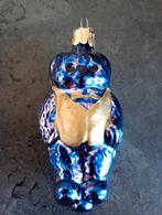 Antieke glazen kerstbal blauw beertje, Diversen, Kerst, Ophalen