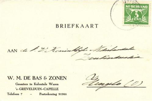 W.M. de Bas + Zonen, s-Grevelduin-Capelle - 01.1943 - briefk, Postzegels en Munten, Brieven en Enveloppen | Nederland, Briefkaart