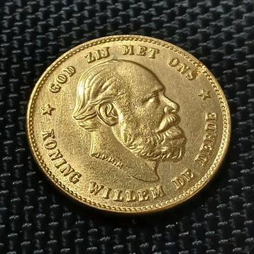 1886 Gouden 10 Gulden Willem III Verguld goud naslag tientje beschikbaar voor biedingen
