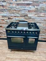 Luxe Boretti antraciet 5 pits met Frytop 2 ovens 90 cm, 60 cm of meer, 5 kookzones of meer, Vrijstaand, 90 tot 95 cm