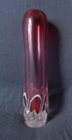 Paars witte glazen Torpedo vaas Adam Jablonski Polen h 22,9, Ophalen of Verzenden