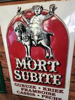 Vintage reclamebord Mort Subite Belgische bierklassieker, Ophalen of Verzenden, Gebruikt, Reclamebord
