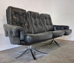 Jaren 70 space age lederen bank, Ophalen, Gebruikt, 75 tot 100 cm, Tweepersoons