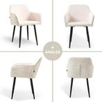 Lina® Tony - Ribstof Eetkamerstoel - Beige, Metaal, Mevsim Store, Overige kleuren, Nieuw