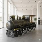 23782 Minibar Wijnrek Locomotief Mangohout Metaal 2.20m, Ophalen of Verzenden, Nieuw