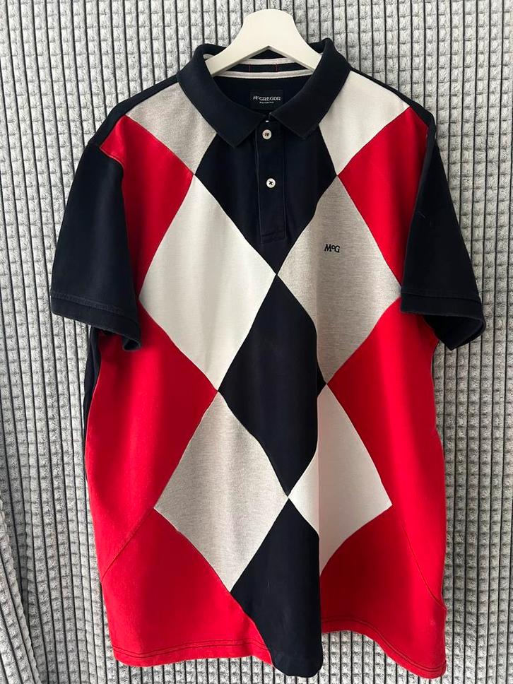 McGregor Polo - Donkerblauw/Wit Geruit, Kleding | Heren, Polo's, Zo goed als nieuw, Overige maten, Blauw, Ophalen of Verzenden