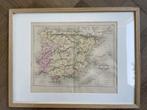 1860 Spanje en portugal - lijst - landkaart, Antiek en Kunst, Kunst | Etsen en Gravures, Ophalen of Verzenden
