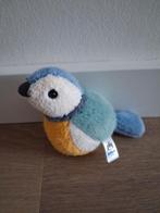 Knuffel Jellycat vogel Birdling Blue Tit blauw wit K9755, Ophalen of Verzenden, Zo goed als nieuw, Overige typen