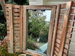Spiegel met houten klapdeurtjes, vintage, Ophalen of Verzenden, Rechthoekig, Minder dan 50 cm, Minder dan 100 cm