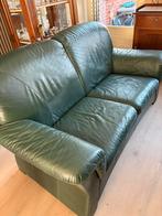 Groen leren zitbank. (2.5 zit) TEAB, Ophalen, Tweepersoons, Zo goed als nieuw, 200 tot 250 cm