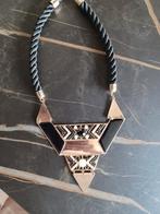 Ketting goud/zwart look met koord, Ophalen of Verzenden, Zo goed als nieuw, Zwart