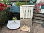 Wastafel en spiegel met licht, Huis en Inrichting, Badkamer | Badkamermeubels, Ophalen, Gebruikt, 50 tot 100 cm, Minder dan 100 cm