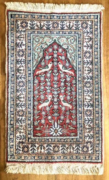 Fraai zijdezacht Turks Hereke tapijt 95x60cm beschikbaar voor biedingen