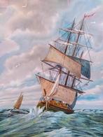 Oud Schilderij Zeilschip op Zee, Antiek en Kunst, Verzenden