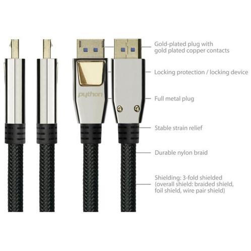 python DisplayPort kabel, Audio, Tv en Foto, Audiokabels en Televisiekabels, Zo goed als nieuw, Overige kabels, 5 tot 10 meter