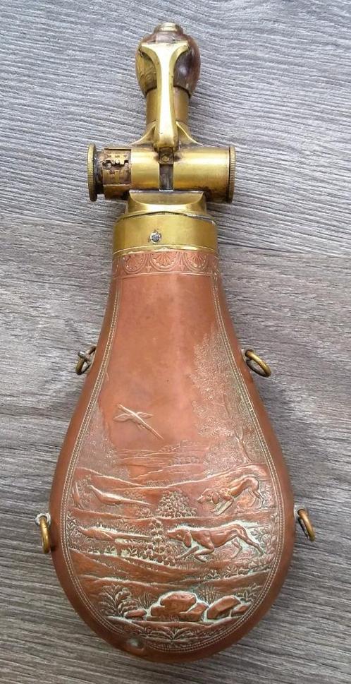 Om 1850 Kruitfles Kruithoorn Geweer Jachtgeweer Jager Jacht, Verzamelen, Militaria | Algemeen, Overige soorten, Overige typen