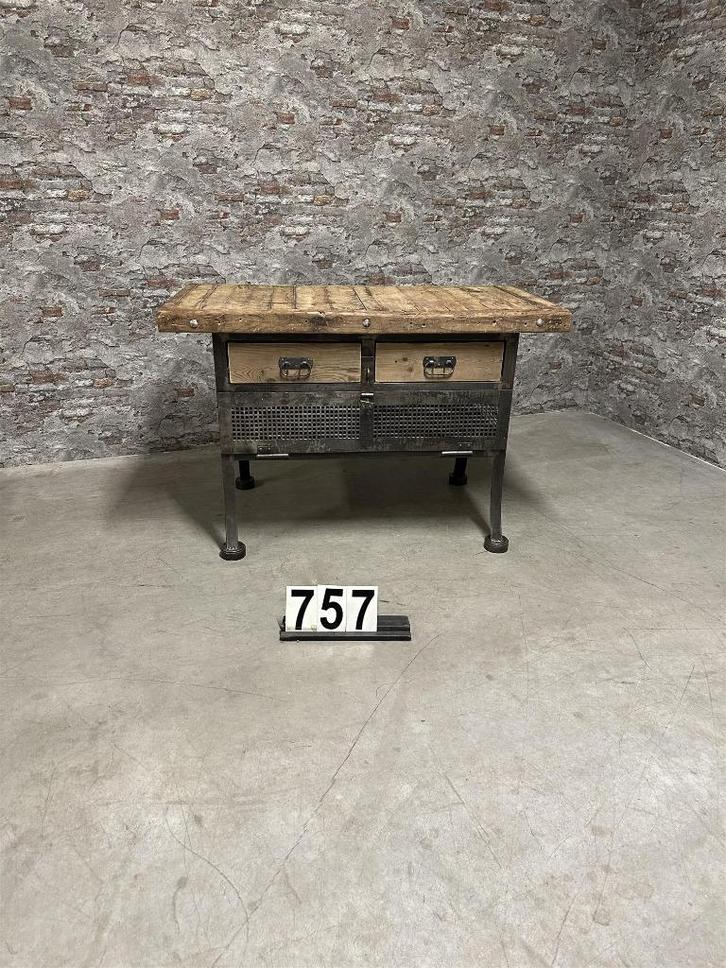 Industriële werkbank | sidetable nr757, Doe-het-zelf en Verbouw, Werkbanken, Gebruikt, 120 tot 170 cm, Ophalen of Verzenden