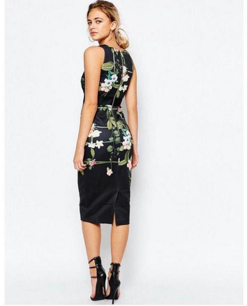 Ted Baker Kacied Secret Trellis Jurk bodycon midi-jurk M, Kleding | Dames, Jurken, Zo goed als nieuw, Maat 38/40 (M), Zwart, Onder de knie