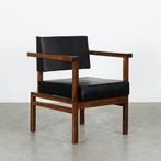 Wim den Boon Executive Chair zwart met hout jaren '60, Minder dan 75 cm, Gebruikt, De Stijl, 50 tot 75 cm