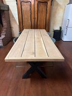 Grote eiken tafel met wengé inleg, Ophalen, Landelijk modern, Eikenhout, 200 cm of meer