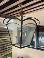 Grote antieke hanglampen 2X, Huis en Inrichting, Lampen | Hanglampen, Gebruikt, Glas, 75 cm of meer, Antiek