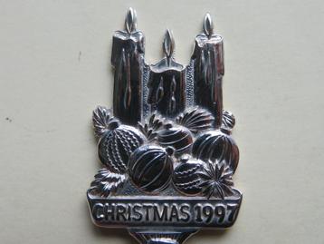 Verzilverd lepeltje Christmas 1997 kaarsen en kerstballen beschikbaar voor biedingen